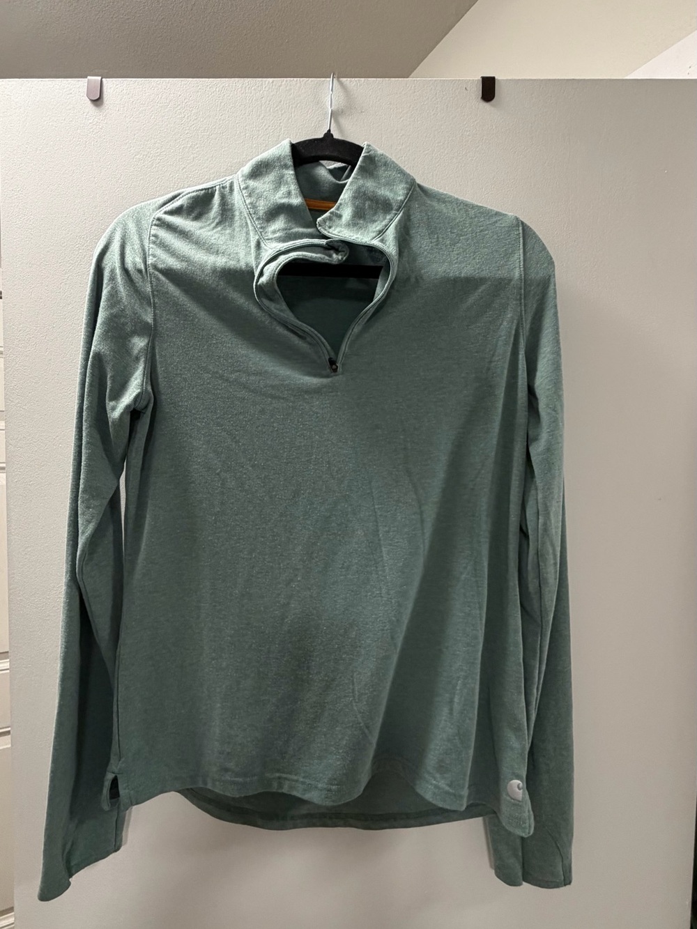 Carhartt Sage Green Long-Sleeve Quarter Zip Top